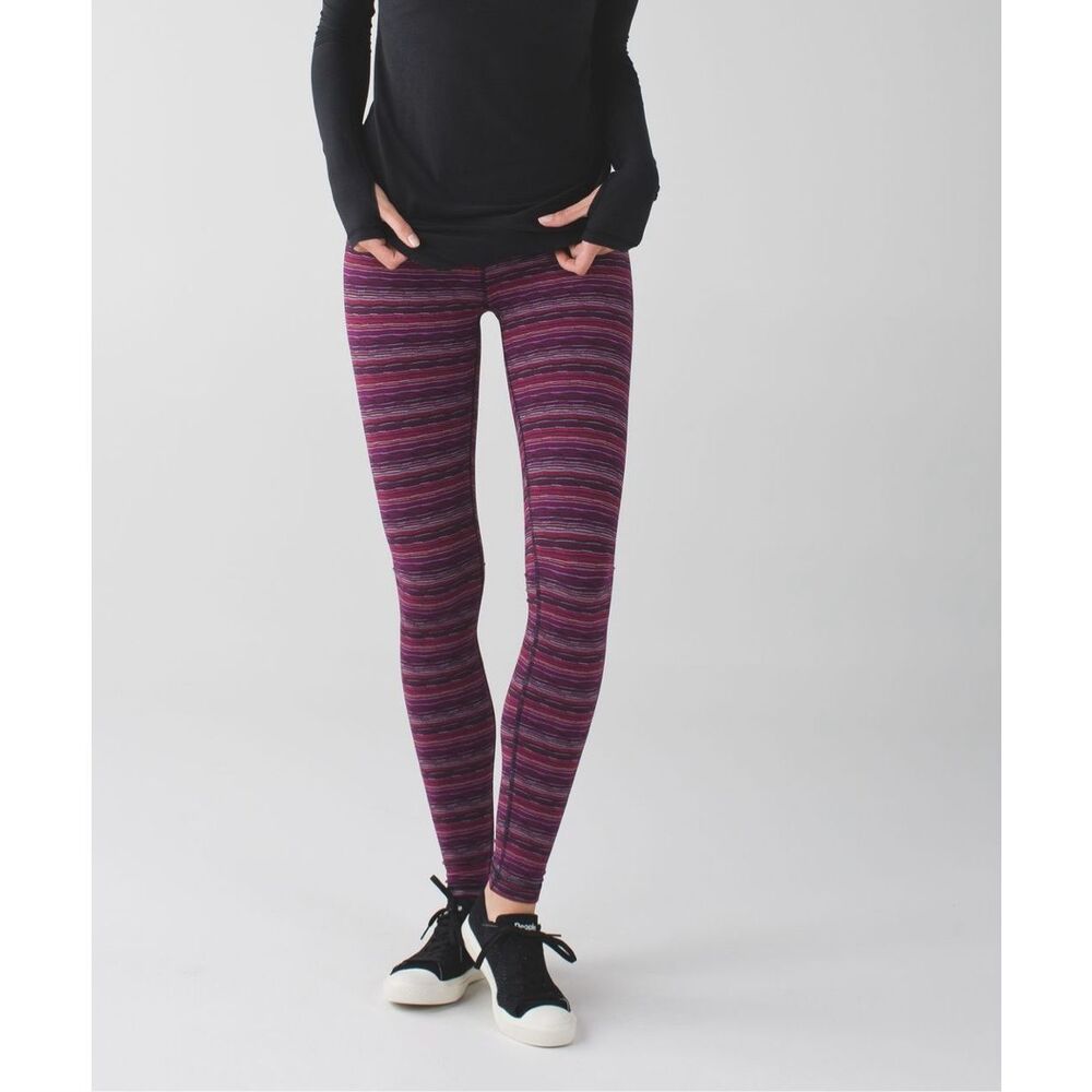 Sz 6 Lululemon Wunder Under Pant Space Dye Twist Regal Plum Alarming Colorful